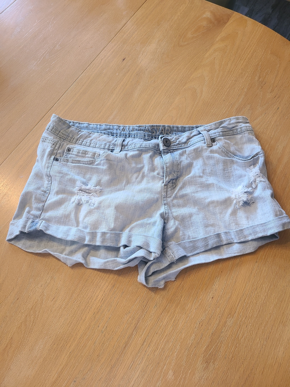 Vanilla Star Light Blue Distressed Denim Shorts